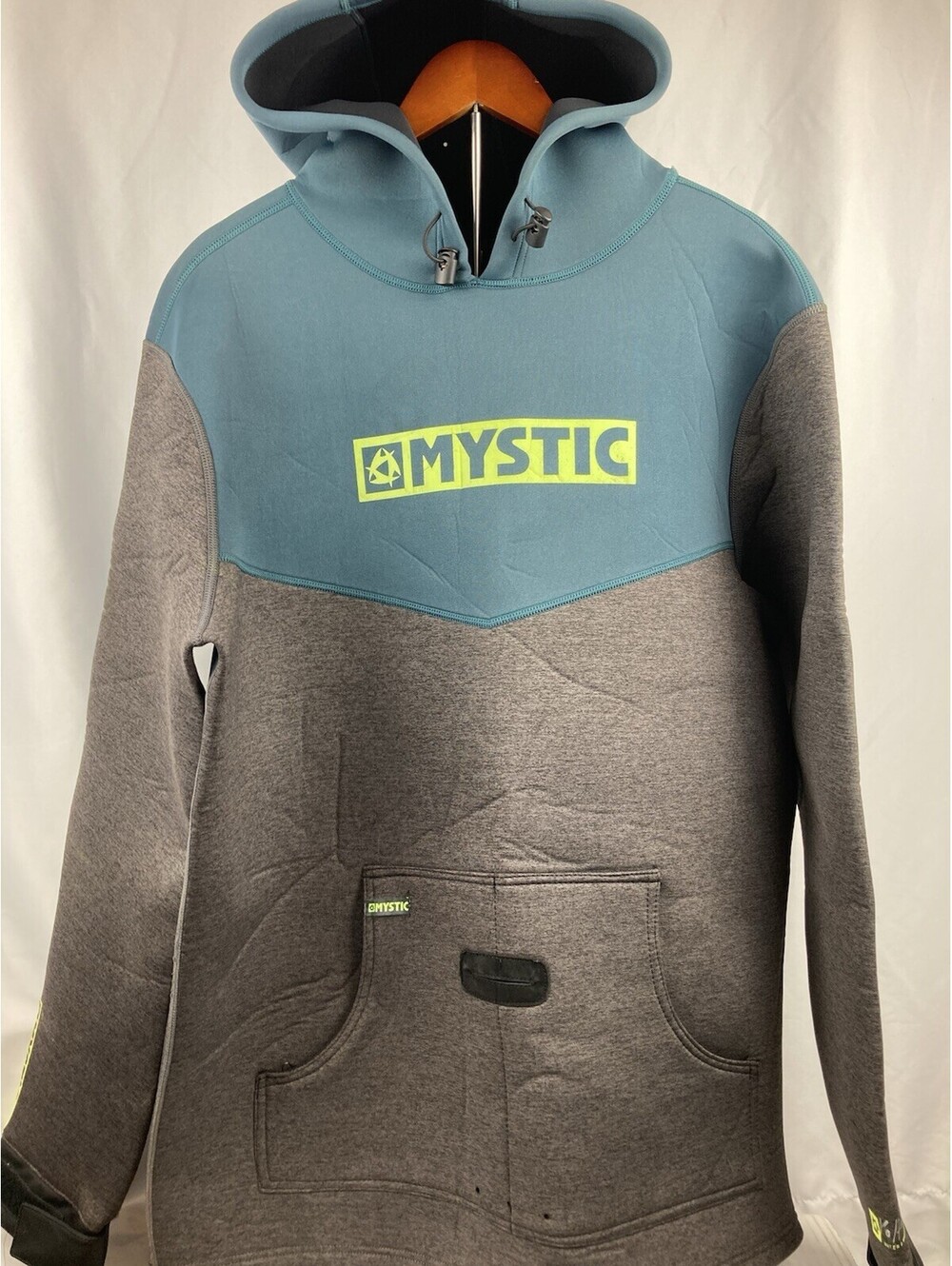 Men’s Size XL Mystic Neoprene Wetsuit Hoodie Teal Grey Surf Windsurf Jacket